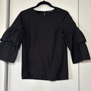 J.Crew Mercantile Women’s Tiered Bell Sleeve Blouse Black Size 4